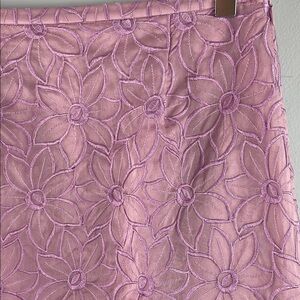 Talbots Petites Floral Lace Silk Lilac Skirt Size 4